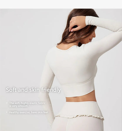 Ensemble Sport Femme 2 Pièces Automne Hiver - Yoga Gym Séchage Rapide Manches Longues