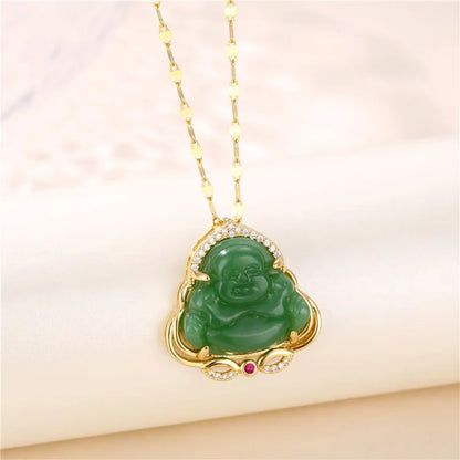 Collier Pendentif Zircon Vert - Acier Inoxydable