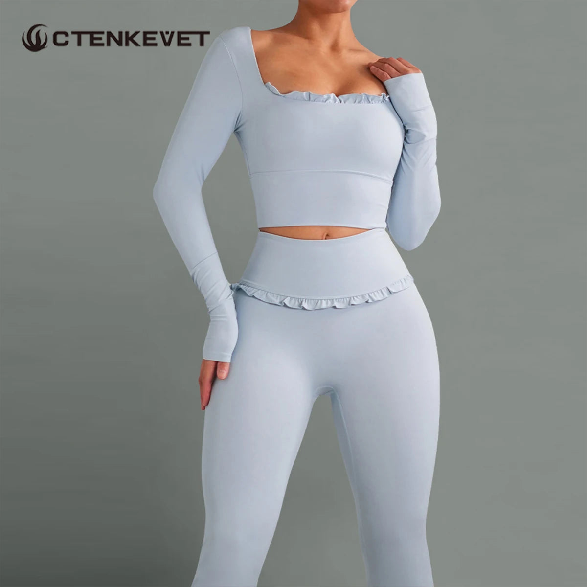 Ensemble Sport Femme 2 Pièces Automne Hiver - Yoga Gym Séchage Rapide Manches Longues