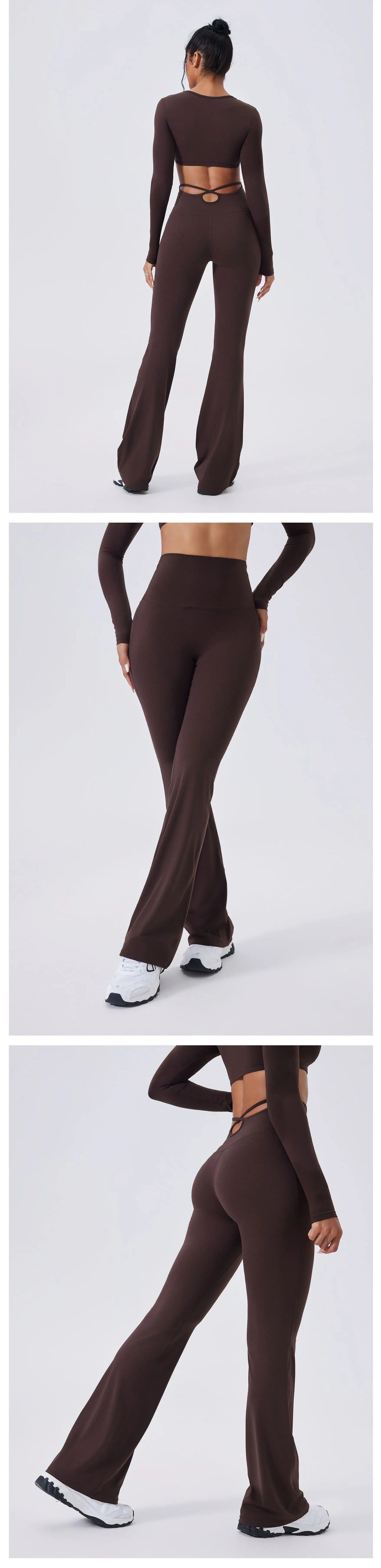 Ensemble Yoga Femme 2 Pièces - Tenue Sport Gym Leggings Manches Longues