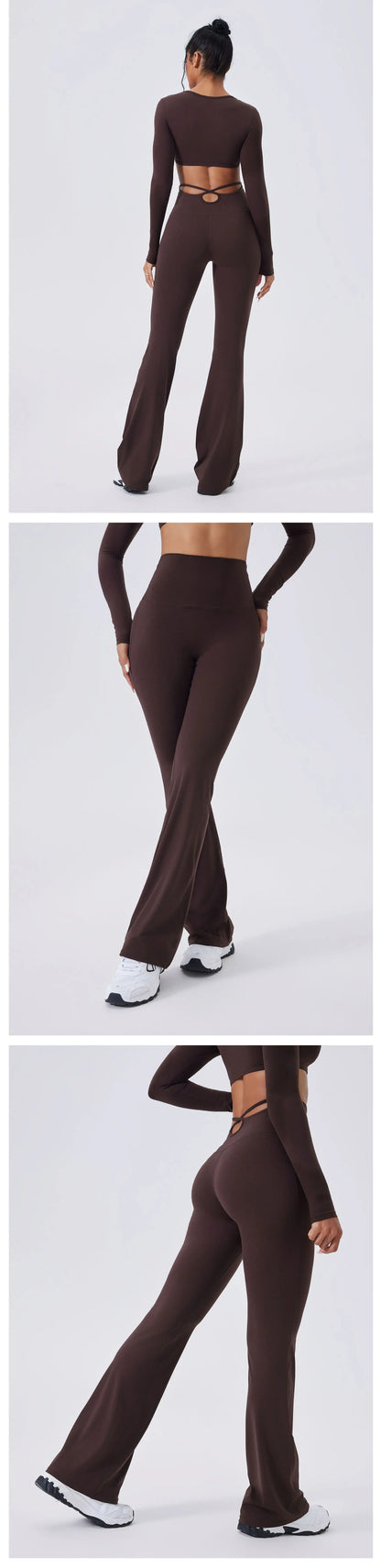 Ensemble Yoga Femme 2 Pièces - Tenue Sport Gym Leggings Manches Longues
