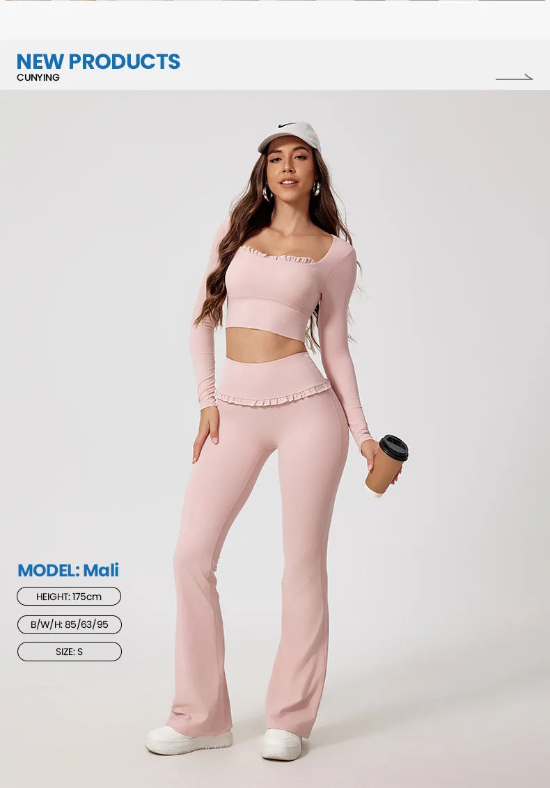 Ensemble Sport Femme 2 Pièces Automne Hiver - Yoga Gym Séchage Rapide Manches Longues