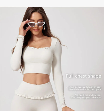 Ensemble Sport Femme 2 Pièces Automne Hiver - Yoga Gym Séchage Rapide Manches Longues