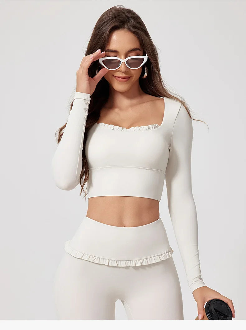 Ensemble Sport Femme 2 Pièces Automne Hiver - Yoga Gym Séchage Rapide Manches Longues