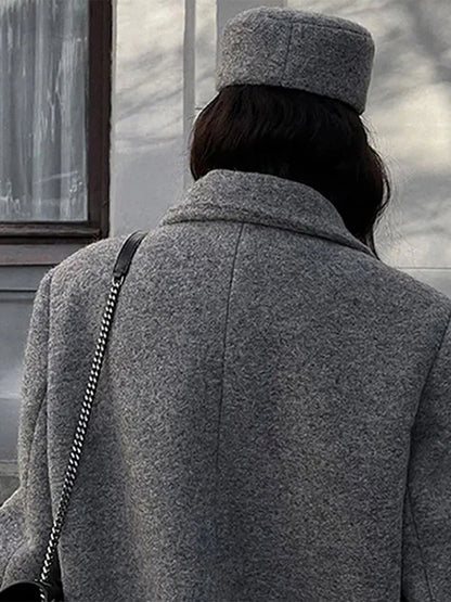 Manteau Long Gris Double Boutonnage