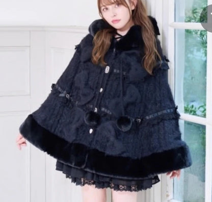 Cape Fausse Fourrure Lapin à Capuche