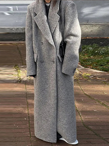 Manteau Long Gris Double Boutonnage