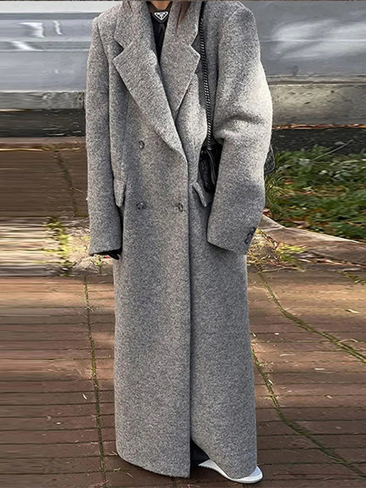 Manteau Long Gris Double Boutonnage