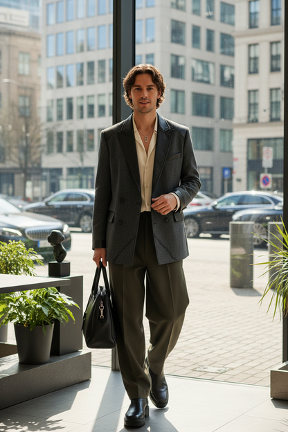 Ensemble Blazer Cuir PU Homme